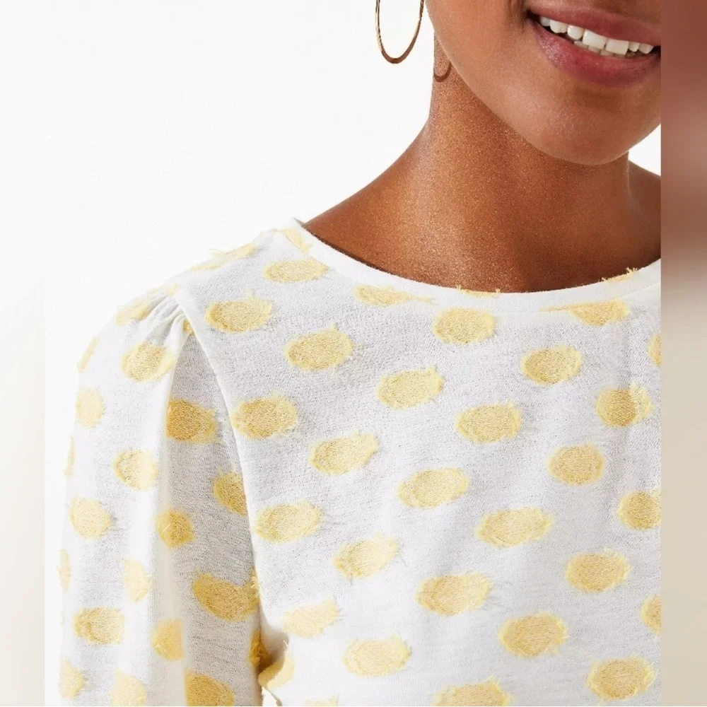 LOFT Yellow Dot Peplum Top - Size Small - NWT - Polka Dot / Spring